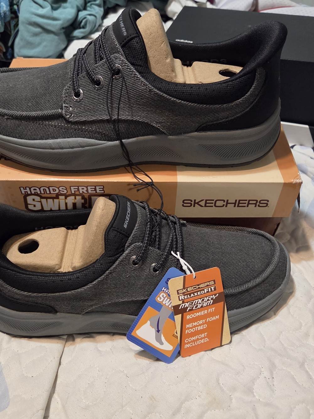 Skechers Men's Charcoal Gray Canvas Slip-On Loafers